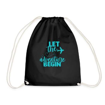 Let the adventure begin - travelling by plane - Drawstring Bag - black - Front