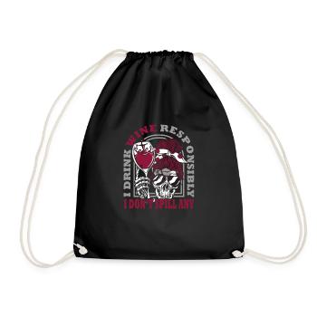 I drink wine responsibly, I - Drawstring Bag - black - Front