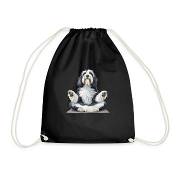 Inhale, Exhale - Pug, Yoga, Exercise, Dog Sports - Drawstring Bag - black - Front