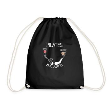 Pilates Balance Wein Und Kaffee Motiv - Turnbeutel - Schwarz - Vorne