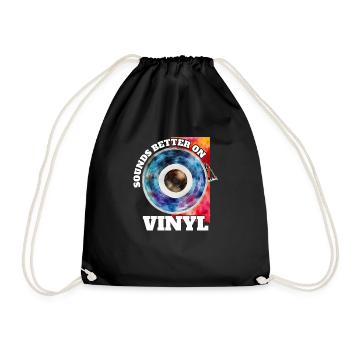 Sounds better on vinyl retro music lovers - Drawstring Bag - black - Front
