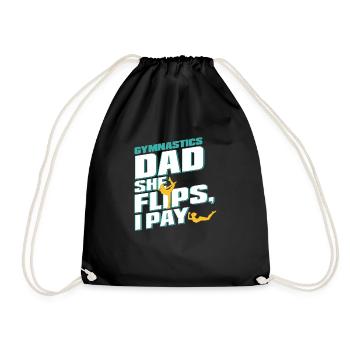 Gymnastics dad support with pride - Drawstring Bag - black - Front
