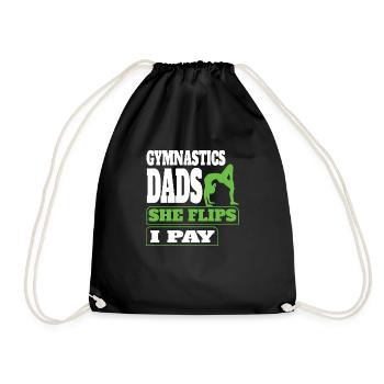 Gymnastics dad support with pride - Drawstring Bag - black - Front