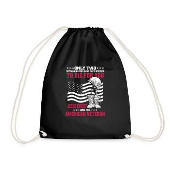 Only Two Die For You - Jesus and Veterans - Drawstring Bag - black - Front