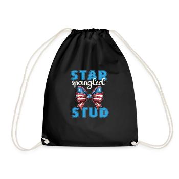 Star Spangled Stud - Patriotic Look with - Drawstring Bag - black - Front