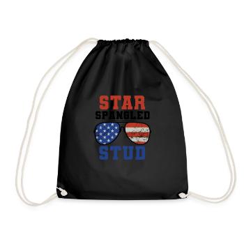 Star Spangled Stud Friedenszeichen USA Flagge - Turnbeutel - Schwarz - Vorne