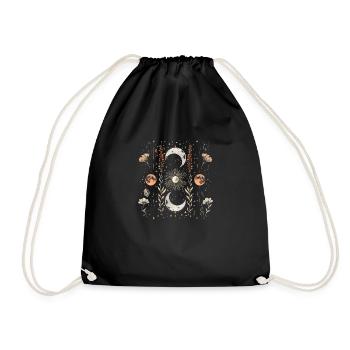 Phases de lune et fleurs mystiques - Sac de sport léger - noir - Devant