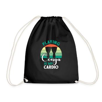 Playing Conga Is My Cardio - Sunset And - Drawstring Bag - black - Front
