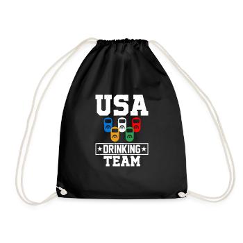 USA Drinking Team Funny Drinking Saying - Drawstring Bag - black - Front