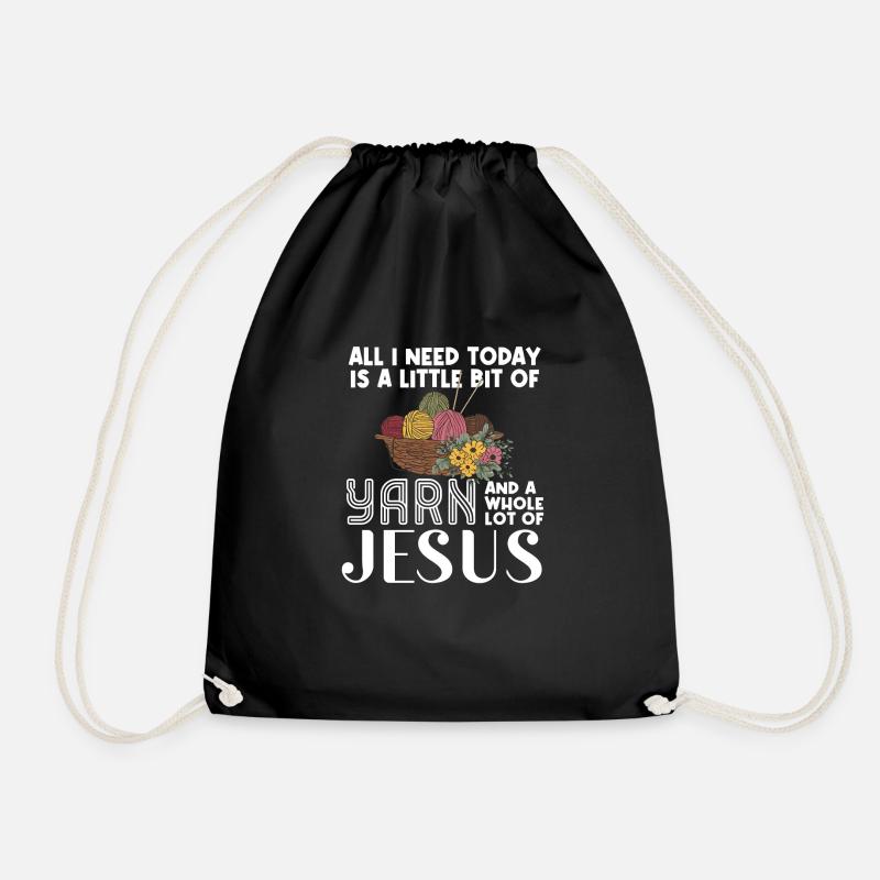 All I need today is a bit of yarn - Drawstring Bag - black