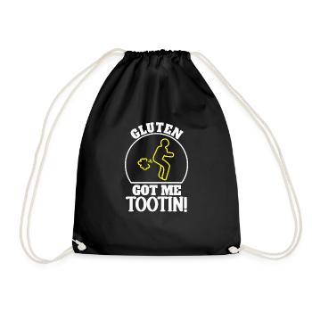 Gluten Got Me Tootin Humorous Saying for - Drawstring Bag - black - Front