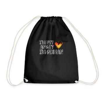I'm Not Angry I'm German Heart Design with Flag - Drawstring Bag - black - Front