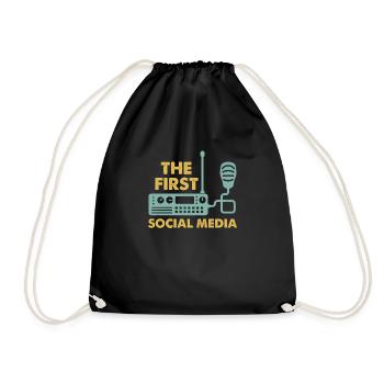 The First Social Media Radio Microphone Retro - Drawstring Bag - black - Front