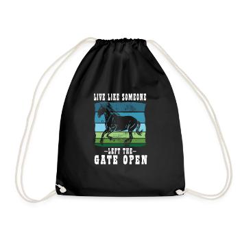 Live as someone left the gate open Horse - Drawstring Bag - black - Front