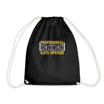 Professional Gate Opener Humor Fun Statement - Drawstring Bag - black - Front