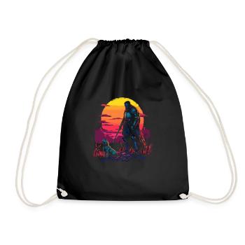 Knight And Dog At Dusk In Front - Drawstring Bag - black - Front
