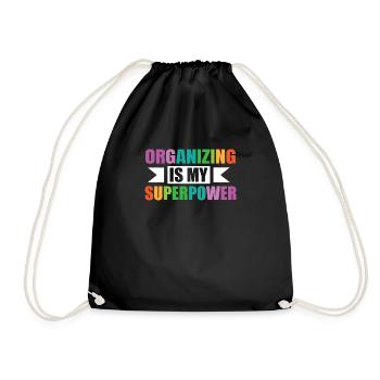 L’organisation est mon superpouvoir Bunte - Sac de sport léger - noir - Devant