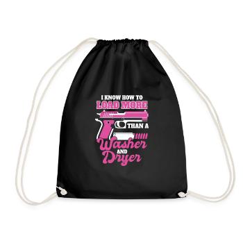 I know how to do more than one washing machine and - Drawstring Bag - black - Front