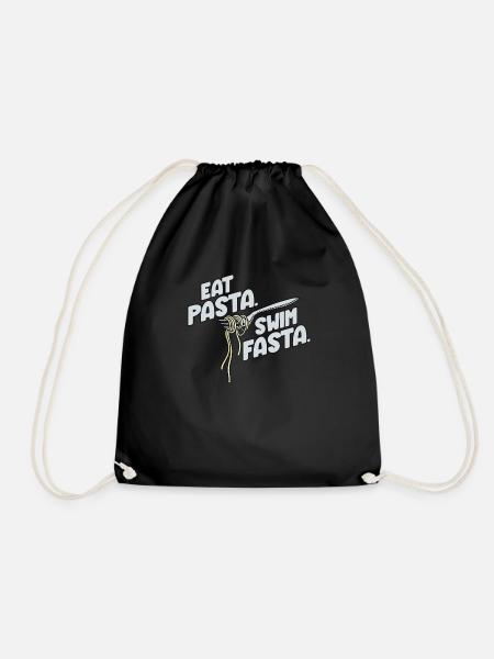 Eat Pasta Swim Fasta Lustiger Wassersport Slogan - Turnbeutel - Schwarz