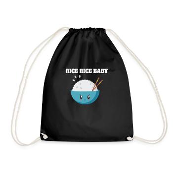 Riz Riz Bébé Mignon Bol Illustration - Sac de sport léger - noir - Devant