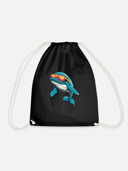 Baleine cool avec des lunettes de soleil dans un look estival - Sac de sport léger - noir