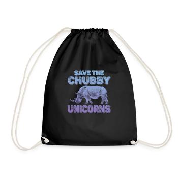 Save The Fat Unicorns Rhino Saying Funny - Drawstring Bag - black - Front