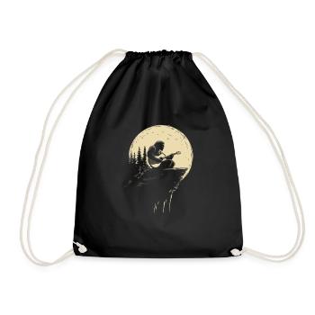 Guitar player in the moonlight on rocks - Drawstring Bag - black - Front