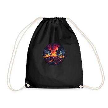 Dramatic volcano eruption with fire and smoke - Drawstring Bag - black - Front