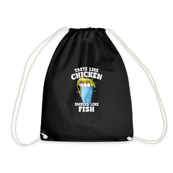 Taste Like Chicken Smells Like Fish Humor Spruch - Drawstring Bag - black - Front