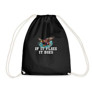 When it flies, it dies duck hunter stylish - Drawstring Bag - black - Front
