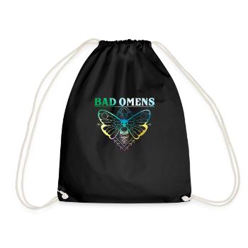 Bad Omens butterfly art with skull and crossbones - Drawstring Bag - black - Front
