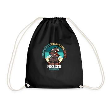 Hippopotame heureux hydraté et sans dérangement dans ma voie - Sac de sport léger - noir - Devant