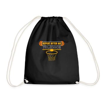 Repeat After Me Yes, Coach! Basketball Motif - Drawstring Bag - black - Front