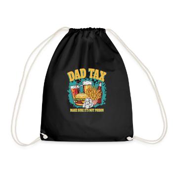 Dad Tax Burger French Fries Beer Joke - Drawstring Bag - black - Front