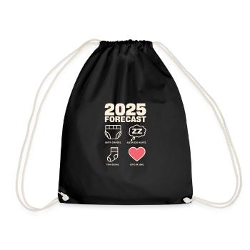 2025 Forecast: Diapers, Nights, Socks, Love - Drawstring Bag - black - Front