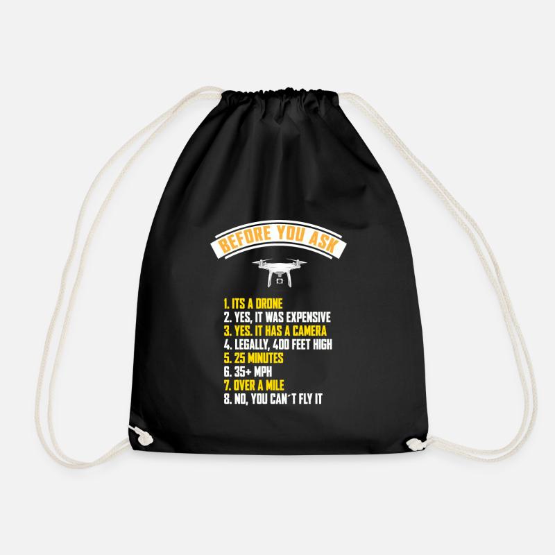 Bevor sie Fragen. Es ist eine Drohne. Copter-Shirt - Turnbeutel - Schwarz
