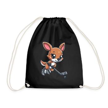Kangaroo & Mouse Ice Hockey - Unusual Team on - Drawstring Bag - black - Front