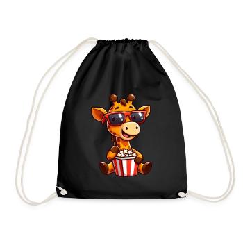 Cool Giraffe Popcorn Cinema Movie Movie Lover Movie - Drawstring Bag - black - Front