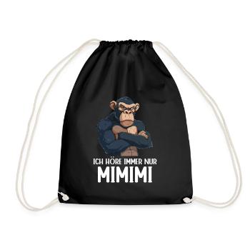 Chimpanzee Monkey I always hear Mimimi - Drawstring Bag - black - Front