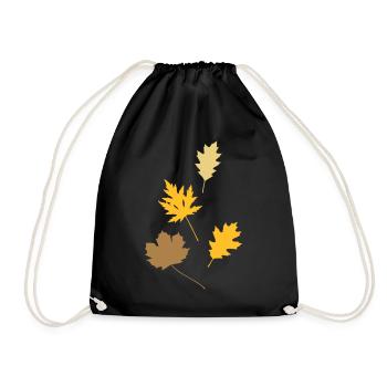 autumn leaves - Drawstring Bag - black - Front