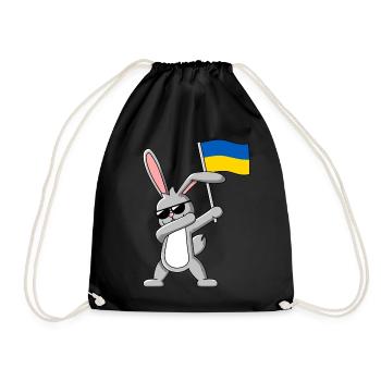Dabbing Rabbit with flag of Ukraine - Drawstring Bag - black - Front