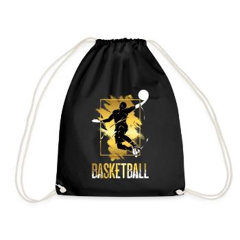 Basketball Basketballspieler Dunking Gold Splash - Turnbeutel - Schwarz - Vorne