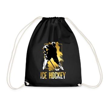 Eishockey Eishockeyspieler Spieler Gold Splash - Turnbeutel - Schwarz - Vorne