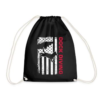 Dock Diving Design for Dog Jumping and Dock Dog - Drawstring Bag - black - Front