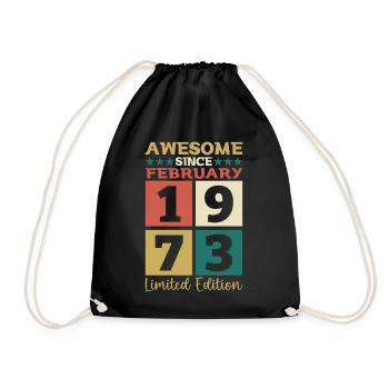 Born 1973 February 50th birthday Gift man - Drawstring Bag - black - Front