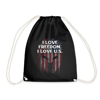 Ich liebe die Freiheit Ich liebe die patriotischen Amerikaner der USA - Turnbeutel - Schwarz - Vorne