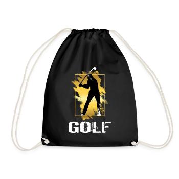 Golf Golfen Golfspieler Sport Hobby Club Gold - Turnbeutel - Schwarz - Vorne
