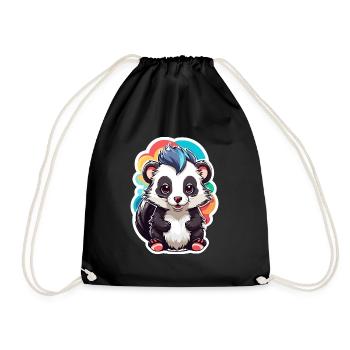 Skunk Cute Kid Color - Drawstring Bag - black - Front