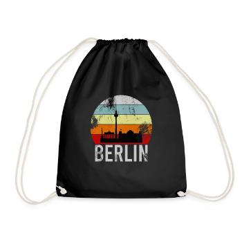 BERLIN RETRO Vintage Design als Geschenk - Turnbeutel - Schwarz - Vorne