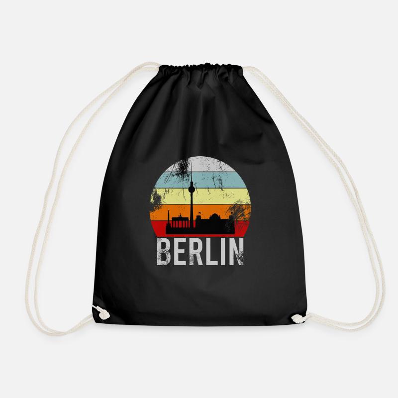 BERLIN RETRO Vintage Design als Geschenk - Turnbeutel - Schwarz